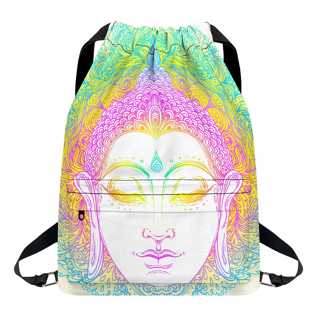 Colorful Buddha Mandala Print Drawstring Backpack