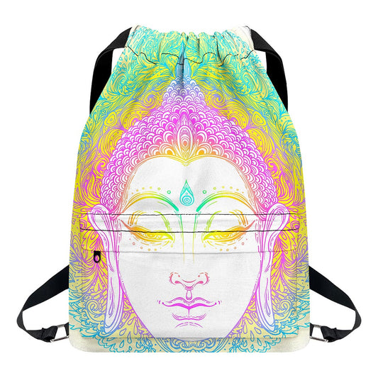 Colorful Buddha Mandala Print Drawstring Backpack