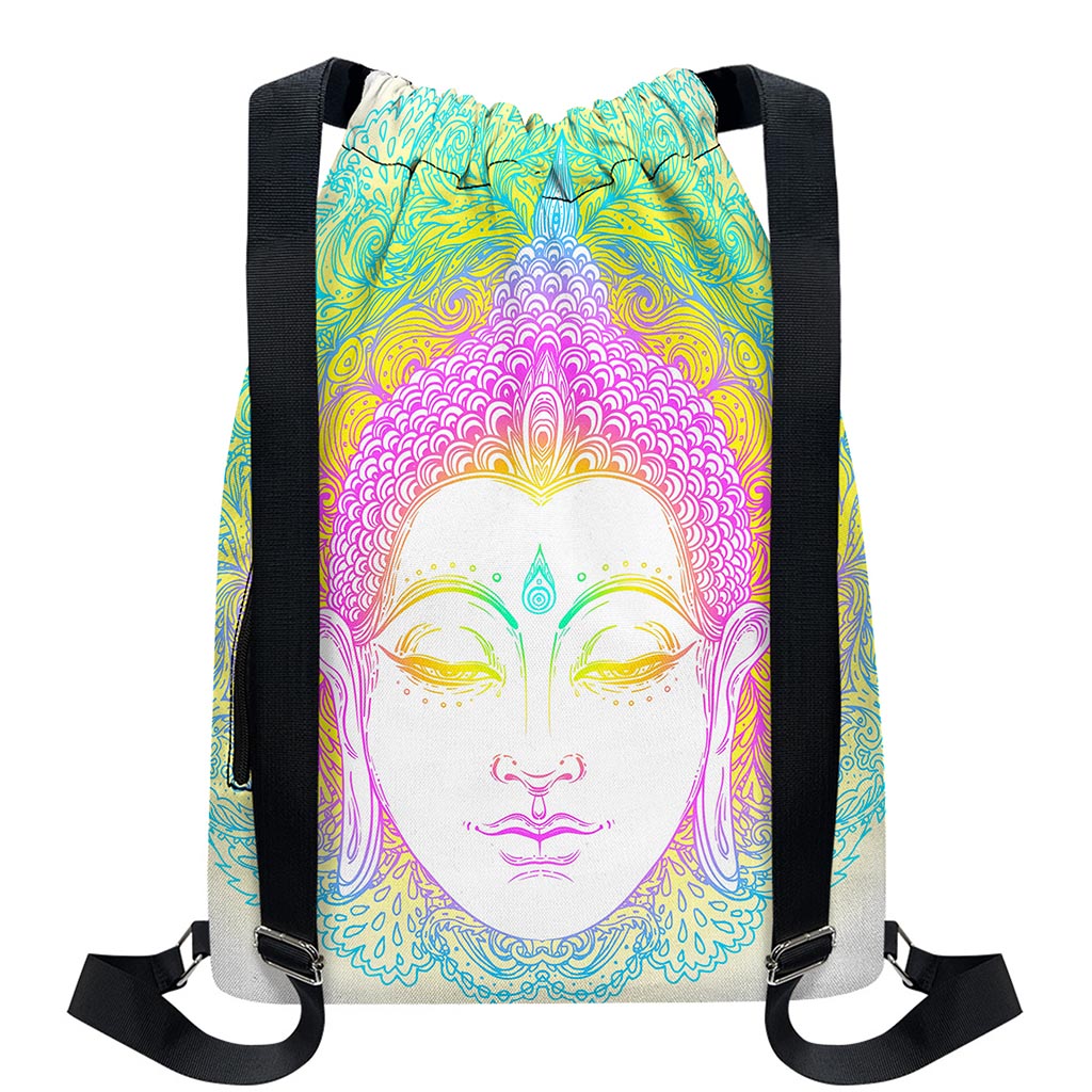 Colorful Buddha Mandala Print Drawstring Backpack