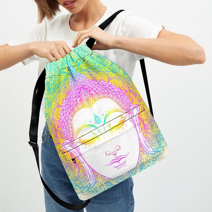 Colorful Buddha Mandala Print Drawstring Backpack