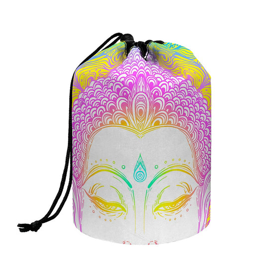 Colorful Buddha Mandala Print Drawstring Makeup Bag