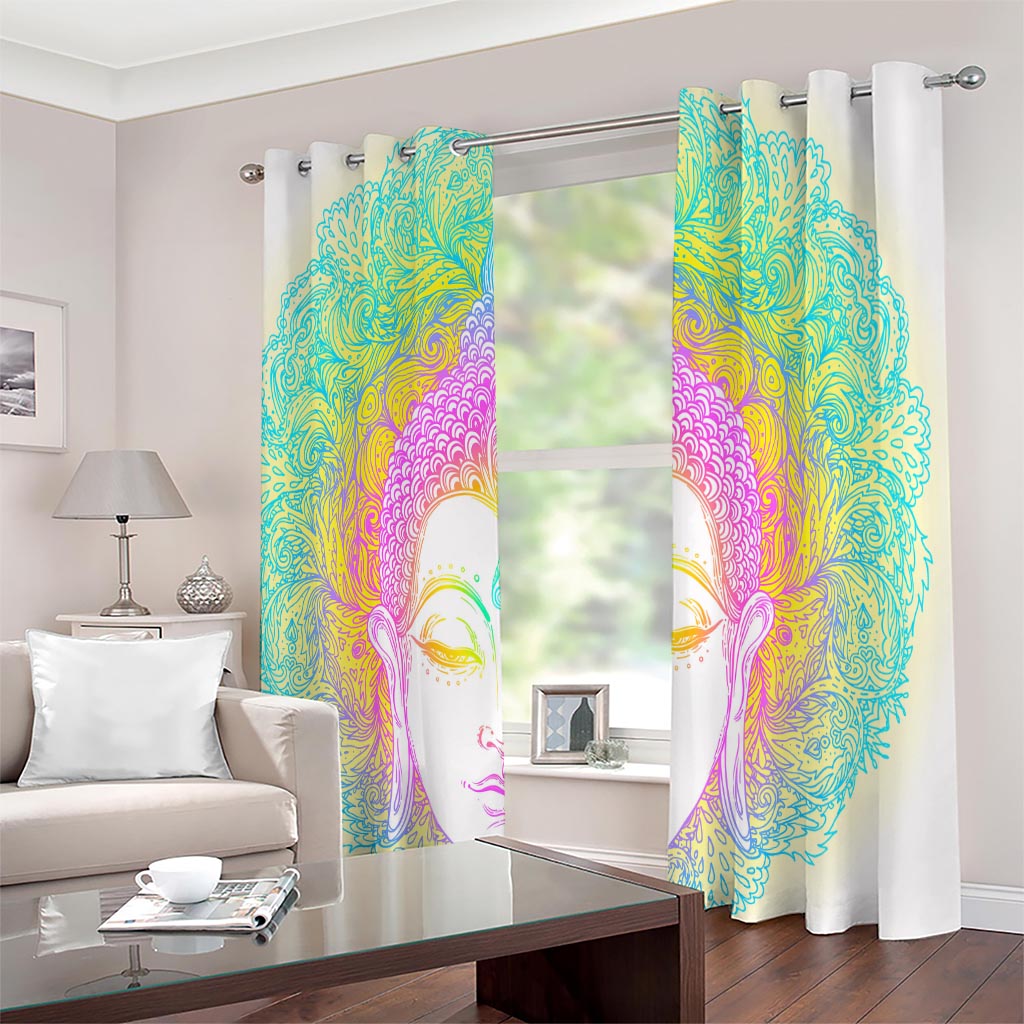 Colorful Buddha Mandala Print Extra Wide Grommet Curtains