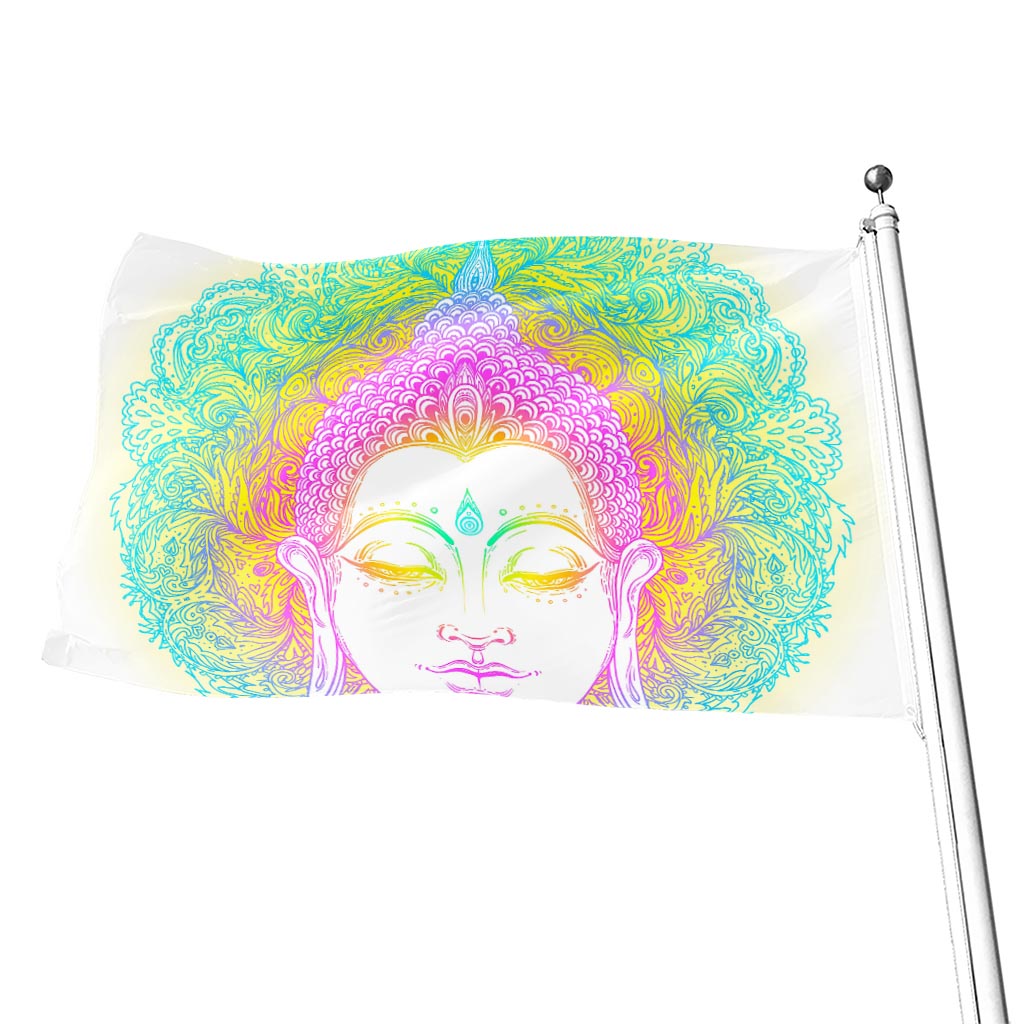 Colorful Buddha Mandala Print Flag