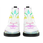 Colorful Buddha Mandala Print Flat Ankle Boots