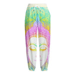 Colorful Buddha Mandala Print Fleece Lined Knit Pants