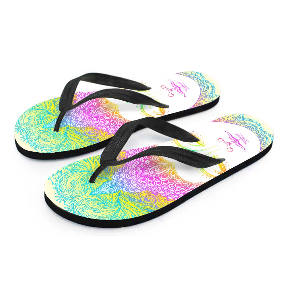 Colorful Buddha Mandala Print Flip Flops