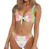 Colorful Buddha Mandala Print Front Bow Tie Bikini