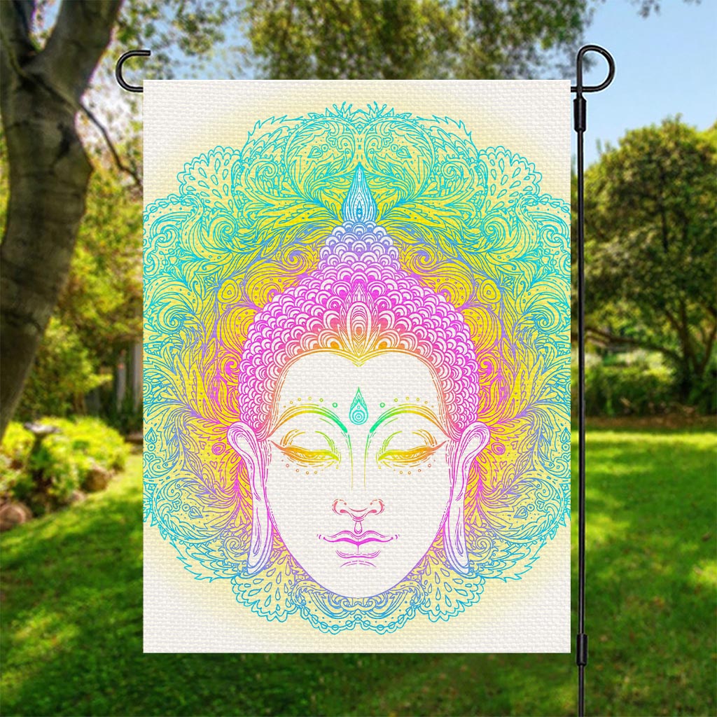 Colorful Buddha Mandala Print Garden Flag