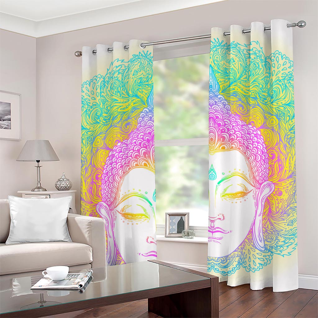 Colorful Buddha Mandala Print Grommet Curtains