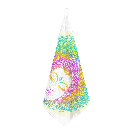 Colorful Buddha Mandala Print Hand Towel