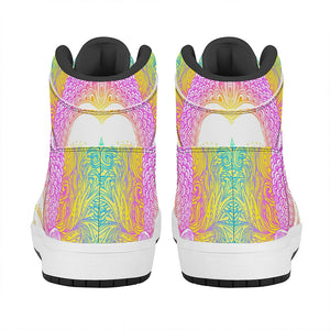 Colorful Buddha Mandala Print High Top Leather Sneakers