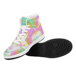 Colorful Buddha Mandala Print High Top Leather Sneakers