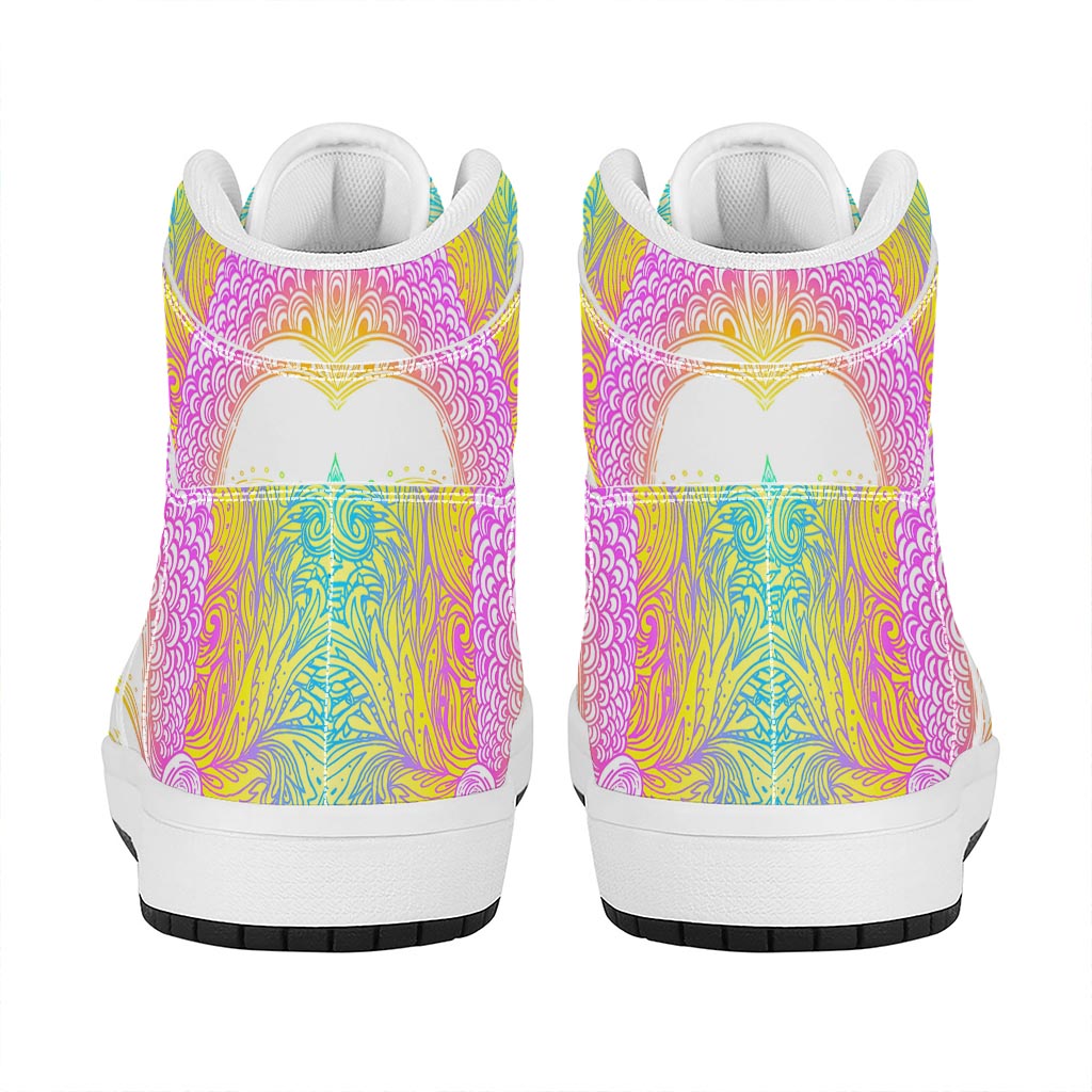 Colorful Buddha Mandala Print High Top Leather Sneakers