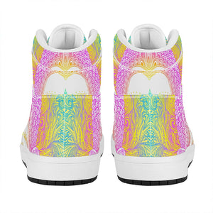 Colorful Buddha Mandala Print High Top Leather Sneakers