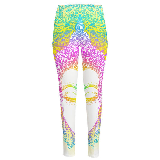 Colorful Buddha Mandala Print High-Waisted Pocket Leggings