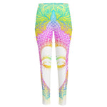 Colorful Buddha Mandala Print High-Waisted Pocket Leggings