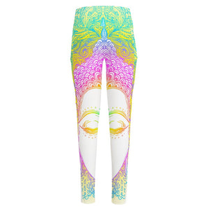 Colorful Buddha Mandala Print High-Waisted Pocket Leggings