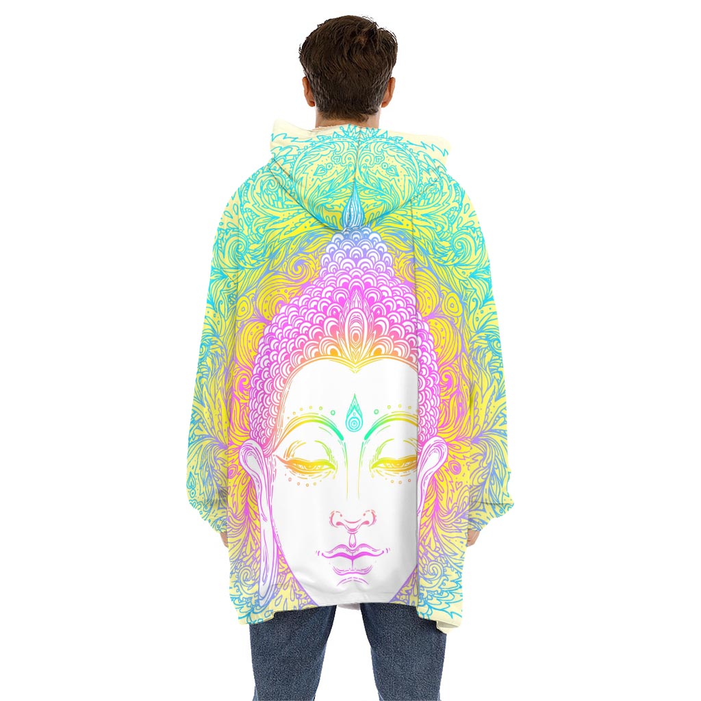 Colorful Buddha Mandala Print Hoodie Blanket