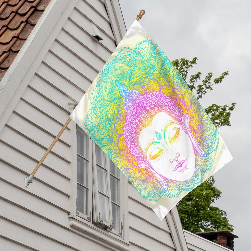 Colorful Buddha Mandala Print House Flag