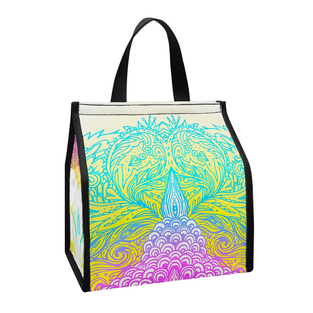 Colorful Buddha Mandala Print Insulated Lunch Tote