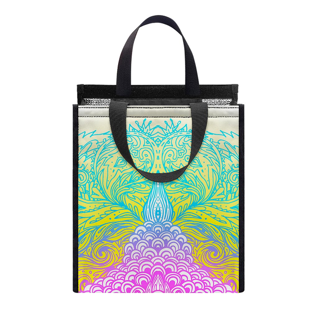 Colorful Buddha Mandala Print Insulated Lunch Tote