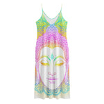 Colorful Buddha Mandala Print Jersey Midi Cami Dress