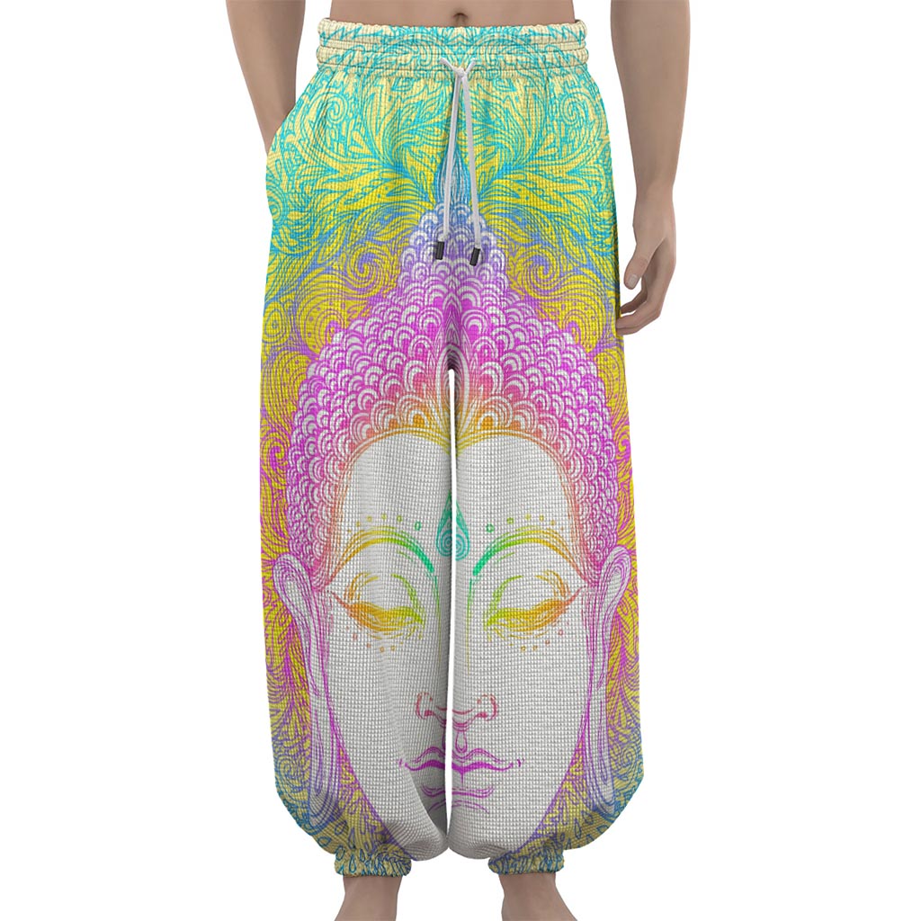 Colorful Buddha Mandala Print Lantern Pants