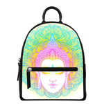 Colorful Buddha Mandala Print Leather Backpack