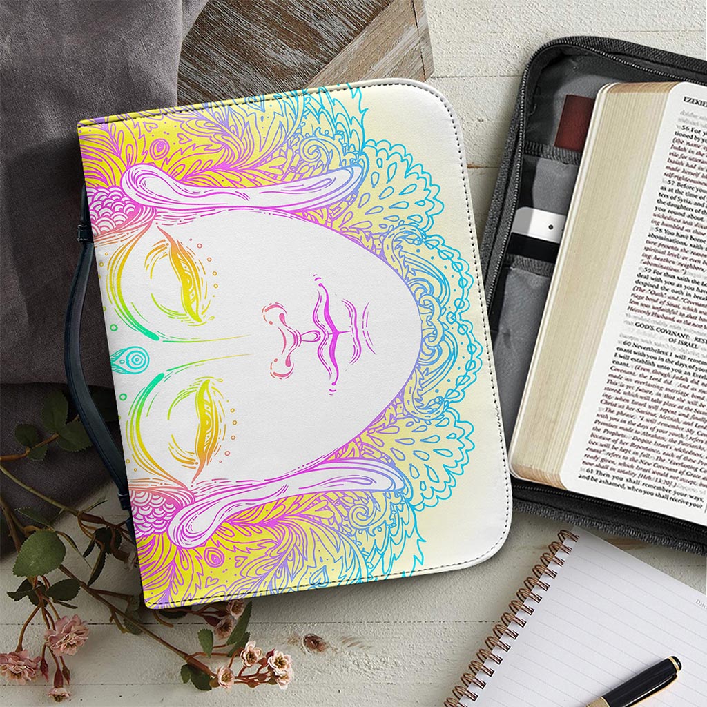Colorful Buddha Mandala Print Leather Bible Cover
