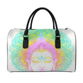 Colorful Buddha Mandala Print Leather Duffel Bag