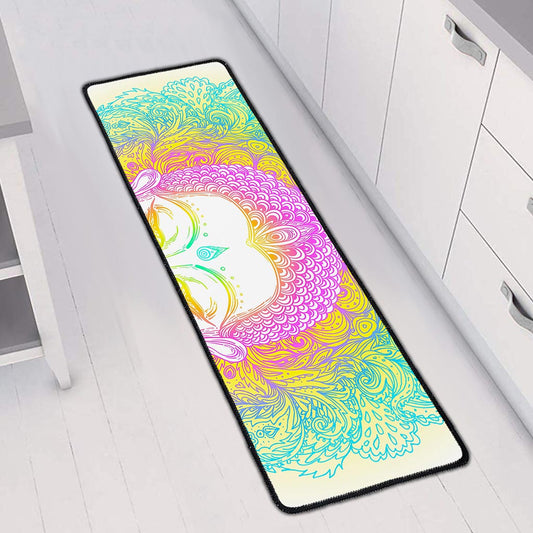 Colorful Buddha Mandala Print Long Kitchen Mat