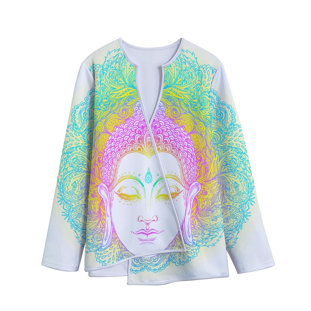 Colorful Buddha Mandala Print Long Sleeve Short Coat