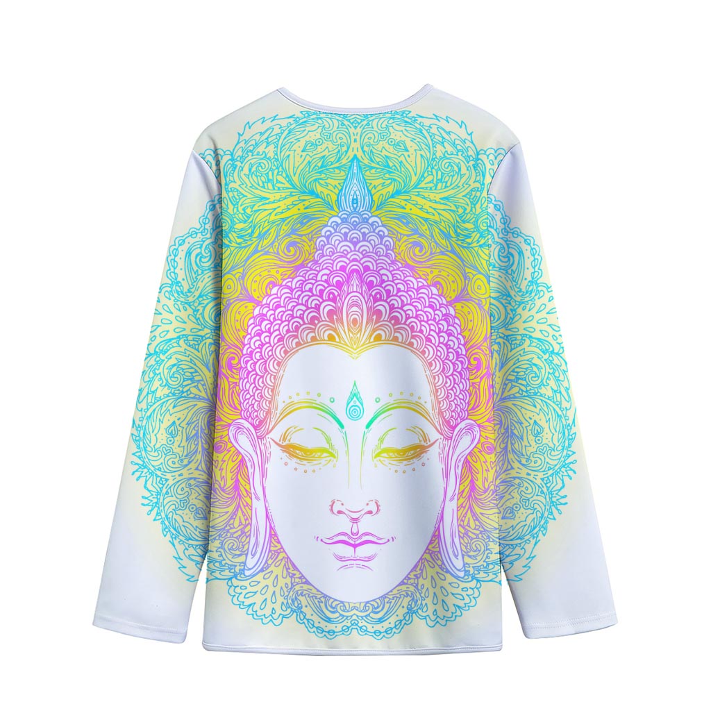 Colorful Buddha Mandala Print Long Sleeve Short Coat