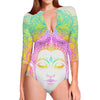 Colorful Buddha Mandala Print Long Sleeve Swimsuit