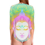 Colorful Buddha Mandala Print Long Sleeve Swimsuit