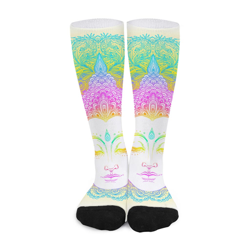 Colorful Buddha Mandala Print Long Socks