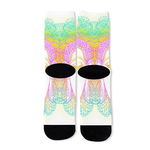 Colorful Buddha Mandala Print Long Socks