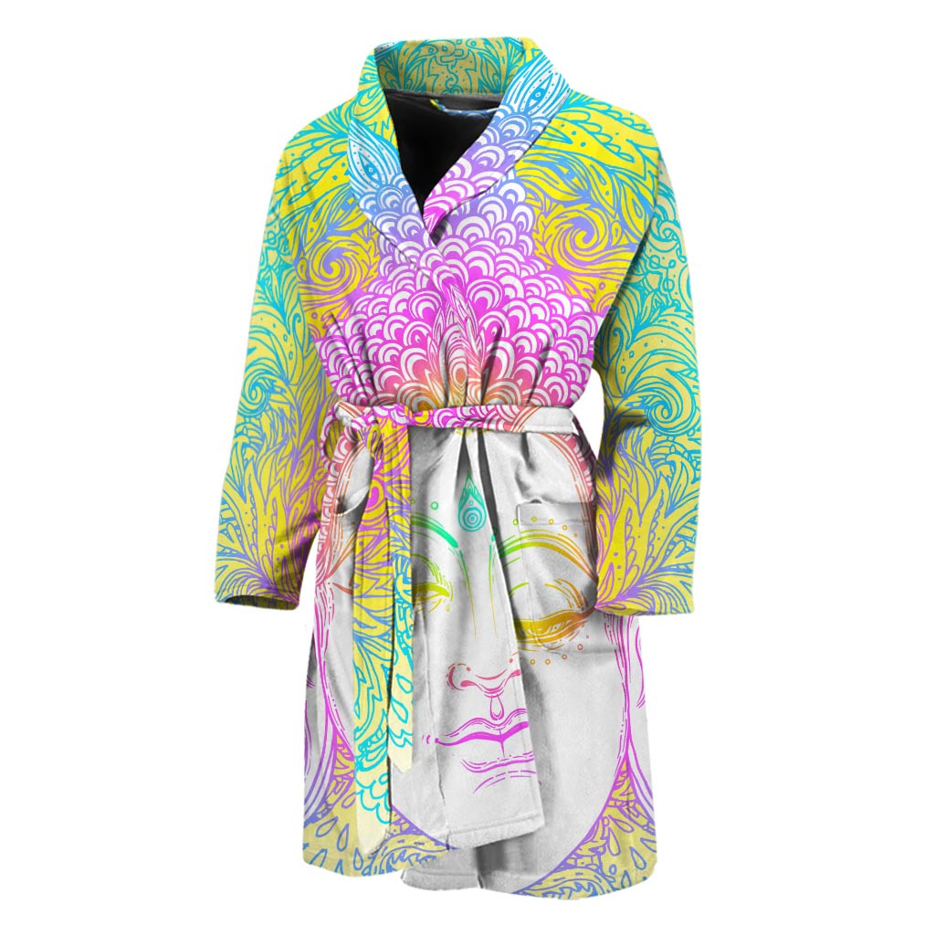 Colorful Buddha Mandala Print Men's Bathrobe