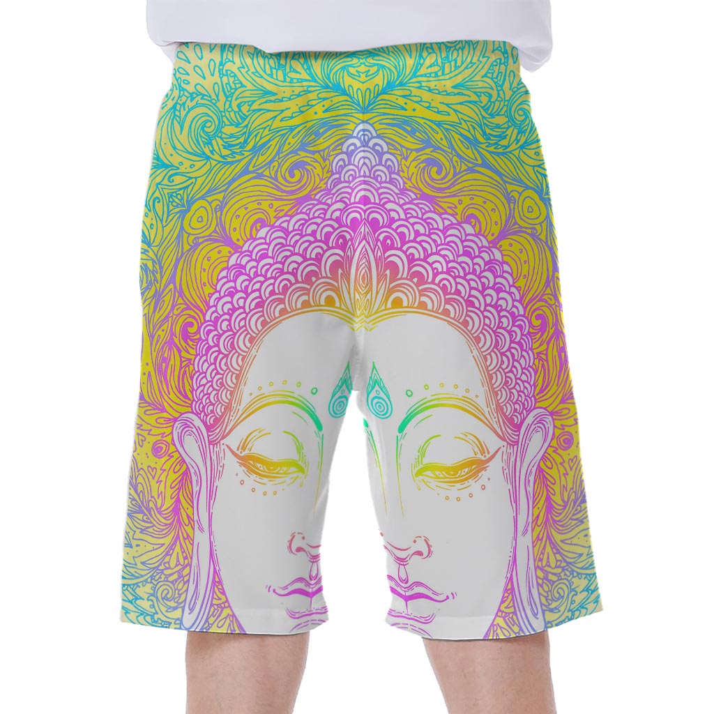 Colorful Buddha Mandala Print Men's Beach Shorts