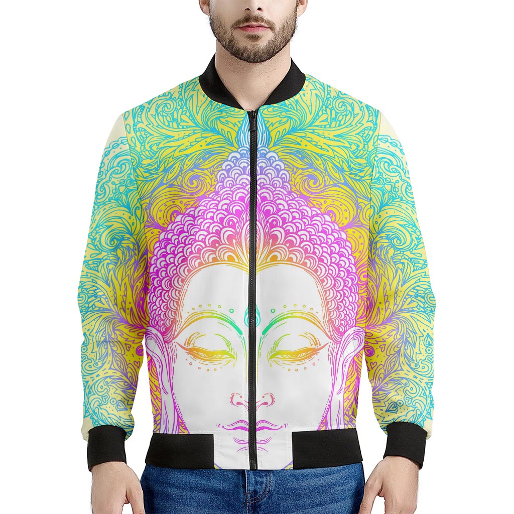 Colorful Buddha Mandala Print Men's Bomber Jacket