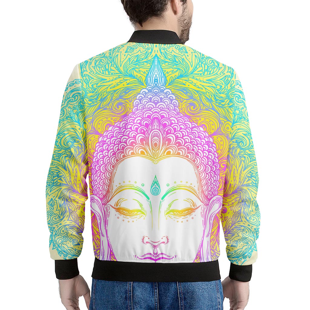 Colorful Buddha Mandala Print Men's Bomber Jacket
