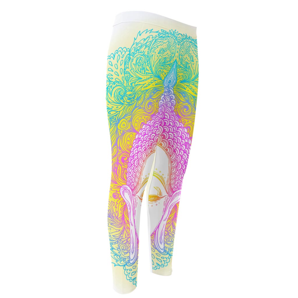 Colorful Buddha Mandala Print Men's Compression Pants