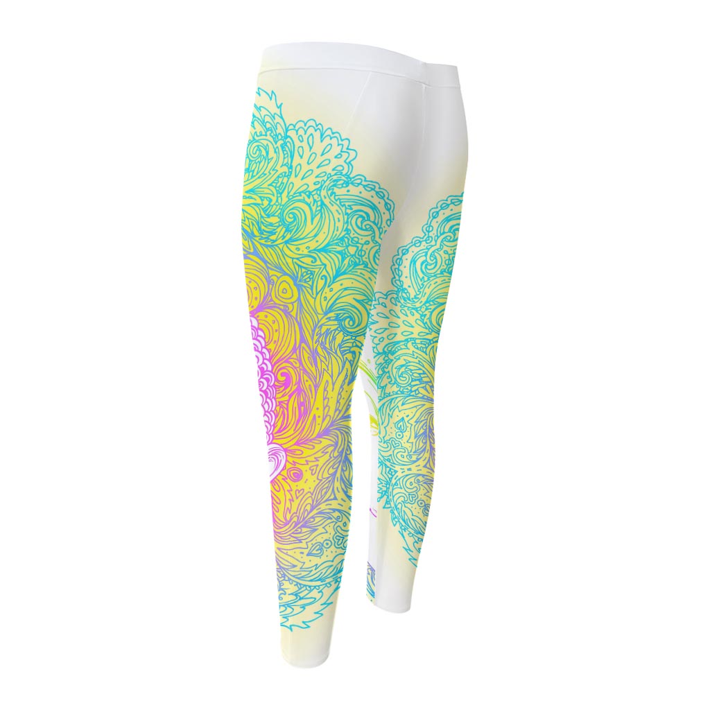 Colorful Buddha Mandala Print Men's Compression Pants