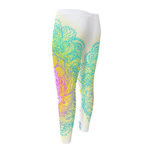 Colorful Buddha Mandala Print Men's Compression Pants