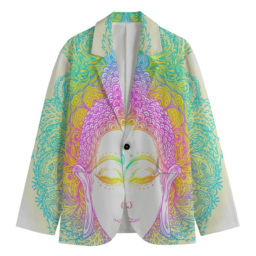 Colorful Buddha Mandala Print Men's Cotton Blazer