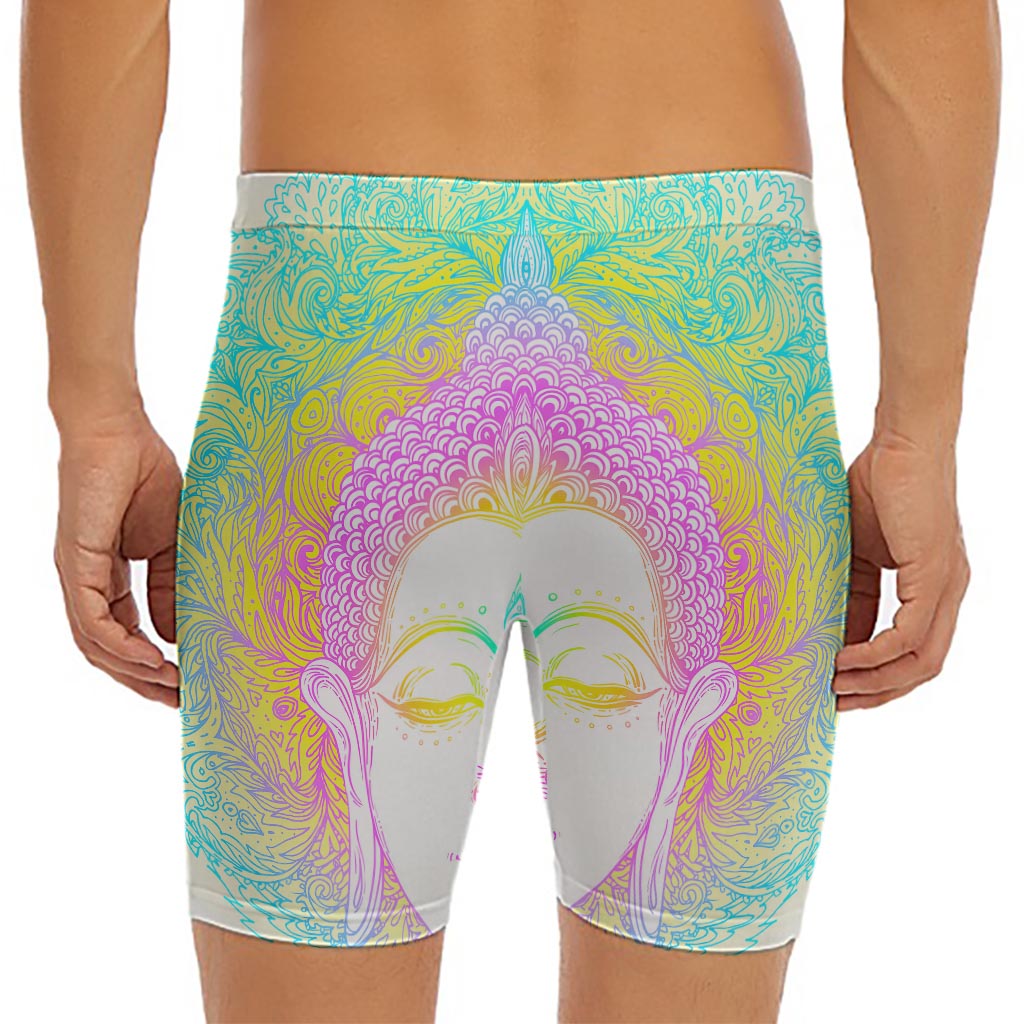 Colorful Buddha Mandala Print Men's Long Boxer Briefs