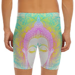 Colorful Buddha Mandala Print Men's Long Boxer Briefs