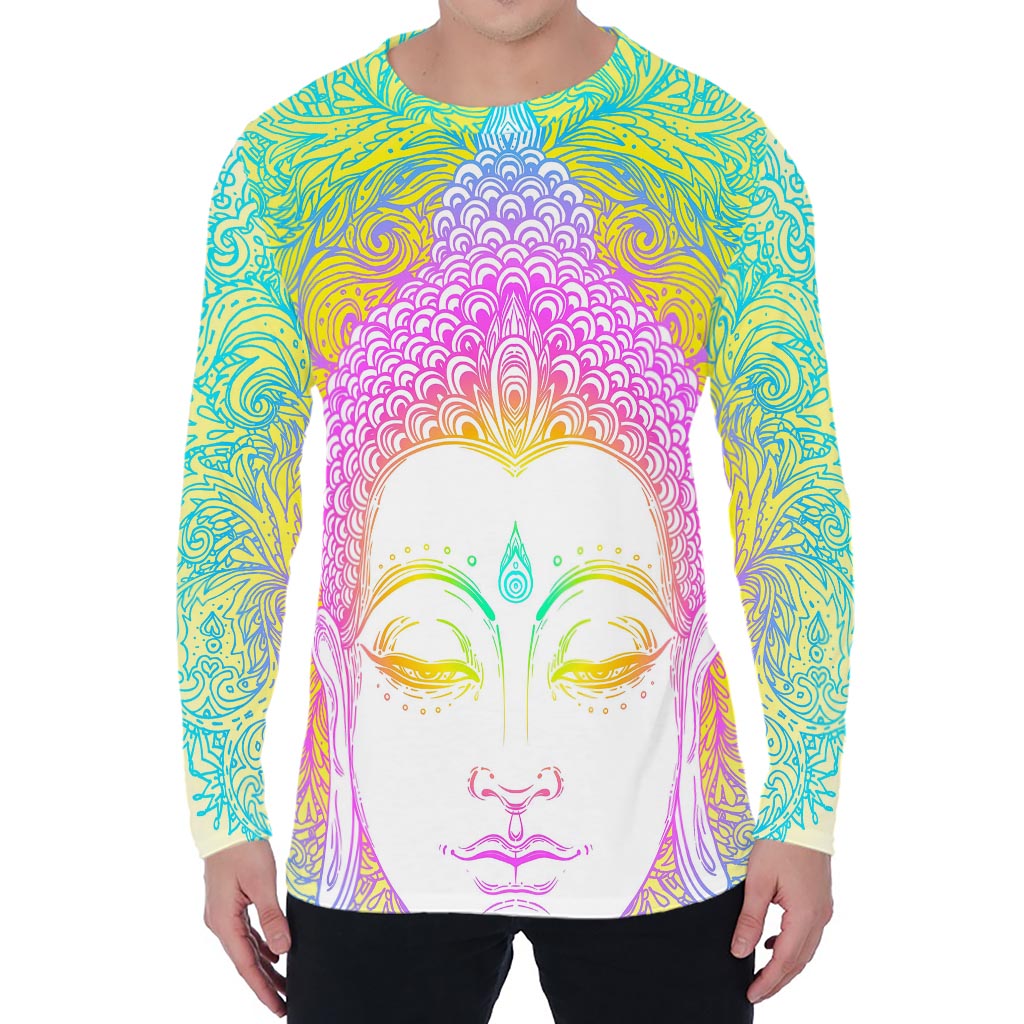 Colorful Buddha Mandala Print Men's Long Sleeve T-Shirt