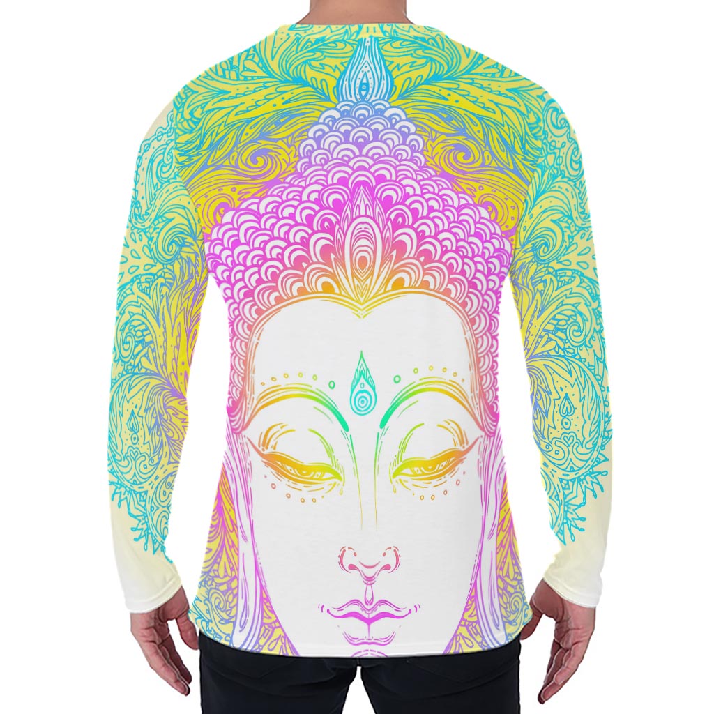 Colorful Buddha Mandala Print Men's Long Sleeve T-Shirt