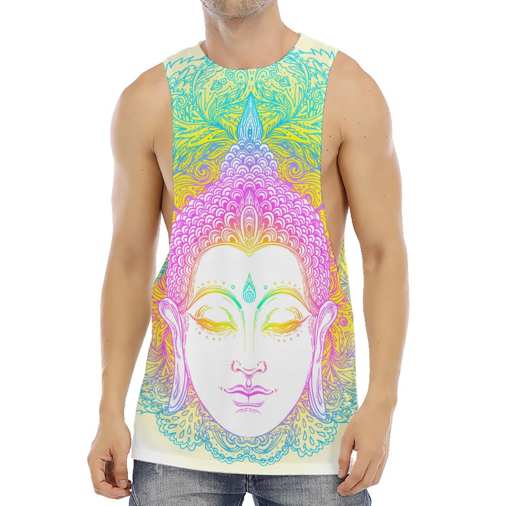 Colorful Buddha Mandala Print Men's Muscle Tank Top